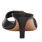 FENDI FFOLD LEATHER MEDIUM-HEELED SANDALS