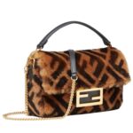 FENDI BAGUETTE MINI BROWN SHEEPSKIN BAG