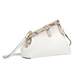 FENDI FIRST SMALL WHITE LEATHER BAG WITH EXOTIC DETAILS