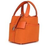 HERMÈS PICOTIN CARGO 18 ORANGE SWIFT AND TOILE CANVAS PALLADIUM HARDWARE