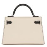 HERMÈS SPECIAL ORDER (HSS) KELLY SELLIER 20 CRAIE AND BLACK EPSOM PALLADIUM HARDWARE