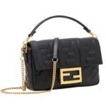 FENDI BAGUETTE MINI NAPPA LEATHER BAG WITH FF MOTIF
