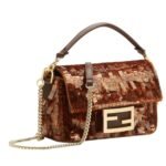 FENDI BAGUETTE MINI BAG EMBROIDERED WITH BROWN SEQUINS
