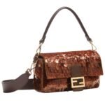 FENDI BAGUETTE BAG EMBROIDERED WITH BROWN SEQUINS