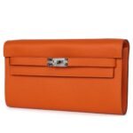 HERMÈS KELLY WALLET TO GO ORANGE EPSOM PALLADIUM HARDWARE