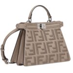 FENDI PEEKABOO ISEEU SMALL DOVE GRAY LEATHER BAG WITH FF INTERLACING