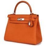 HERMÈS KELLY RETOURNE 28 ORANGE TOGO PALLADIUM HARDWARE