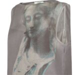 FENDI TOP GRAY PRINTED ORGANZA TOP