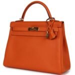 PRE-OWNED HERMÈS KELLY RETOURNE 32 ORANGE H EPSOM GOLD HARDWARE
