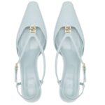 FENDI FFOLD LEATHER LOW-HEELED SLINGBACKS
