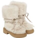FENDI APRES CHIC BEIGE SHEEPSKIN AND CHAMOIS BOOTS