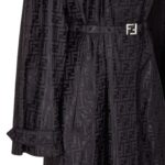 FENDI OVERCOAT BLACK FF JACQUARD FABRIC TRENCH COAT