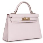 HERMÈS SPECIAL ORDER (HSS) KELLY SELLIER 20 MAUVE PALE VERSO CHEVRE MYSORE PERMABRASS HARDWARE
