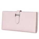 HERMÈS BEARN GUSSET LONG WALLET MAUVE PALE EPSOM PALLADIUM HARDWARE