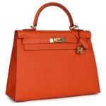 PRE-OWNED HERMÈS KELLY SELLIER 32 FEU EPSOM GOLD HARDWARE