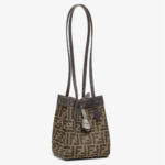 FENDI ORIGAMI MINI BROWN FF JACQUARD FABRIC MINI BAG THAT CAN BE TRANSFORMED