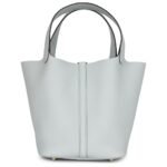 HERMÈS PICOTIN LOCK 22 BLEU PALE CLEMENCE GOLD HARDWARE