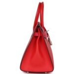 PRE OWNED HERMÈS CASAQUE BIRKIN 30 ROUGE DE COEUR ROSE EXTREME AND BLEU ZANZIBAR EPSOM PALLADIUM HARDWARE