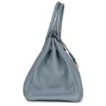 PRE-OWNED HERMÈS BIRKIN 35 BLEU LIN TOGO GOLD HARDWARE