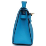 PRE-OWNED HERMÈS KELLY POCHETTE BLEU FRIDA SWIFT GOLD HARDWARE