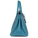 PRE-OWNED HERMÈS BIRKIN 25 BLUE JEAN TOGO PALLADIUM HARDWARE