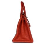 PRE-OWNED HERMÈS BIRKIN 35 SANGUINE MATTE ALLIGATOR GOLD HARDWARE