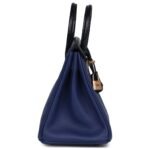 HERMÈS BIRKIN 25 BLEU SAPHIR TAURILLION NOVILLO AND BLEU MARINE MATTE ALLIGATOR TOUCH ROSE GOLD HARDWARE