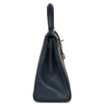 VINTAGE HERMÈS KELLY RETOURNE 28 BLEU MARINE COURCHEVEL GOLD HARDWARE