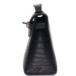 HERMÈS KELLY POCHETTE BLEU INDIGO MATTE ALLIGATOR GOLD HARDWARE