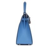 PRE-OWNED HERMÈS KELLY SELLIER 28 BLEU AZUR EPSOM PALLADIUM HARDWARE