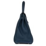 PRE-OWNED HERMÈS KELLY RETOURNE 35 BLEU DE PRUSSE TOGO PALLADIUM HARDWARE
