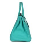 PRE-OWNED HERMÈS BIRKIN 35 LAGON TOGO PALLADIUM HARDWARE