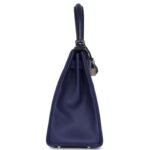 PRE-OWNED HERMÈS KELLY RETOURNE 28 BLEU ENCRE VERSO EVERCOLOR PALLADIUM HARDWARE