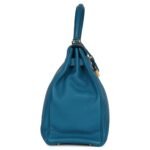 PRE-OWNED HERMÈS KELLY RETOURNE 35 COBALT CLEMENCE GOLD HARDWARE