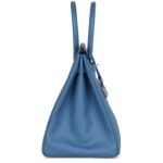 PRE-OWNED HERMÈS BIRKIN 35 BLEU AZUR EPSOM PALLADIUM HARDWARE