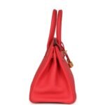 PRE-OWNED HERMÈS BIRKIN 30 ROUGE PIVOINE TOGO GOLD HARDWARE