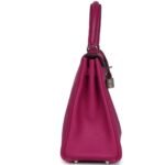 PRE-OWNED HERMÈS KELLY RETOURNE 25 ROSE POURPRE TOGO PALLADIUM HARDWARE