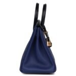 HERMÈS BIRKIN 25 BLEU SAPHIR TAURILLION NOVILLO AND BLEU MARINE MATTE ALLIGATOR TOUCH ROSE GOLD HARDWARE