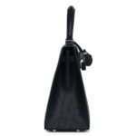 HERMÈS SPECIAL ORDER (HSS) KELLY SELLIER 25 BLEU INDIGO VERSO OSTRICH PALLADIUM HARDWARE