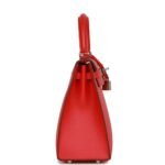 HERMÈS KELLY SELLIER 25 ROUGE DE COEUR VERSO EPSOM PALLADIUM HARDWARE