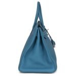 PRE-OWNED HERMÈS BIRKIN 35 BLUE JEAN TOGO PALLADIUM HARDWARE