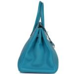PRE-OWNED HERMÈS BIRKIN 35 BLUE JEAN TOGO PALLADIUM HARDWARE
