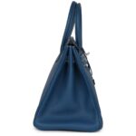 PRE-OWNED HERMÈS BIRKIN 35 BLEU THALASSA CLEMENCE PALLADIUM HARDWARE