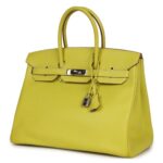 PRE-OWNED HERMÈS BIRKIN 35 LIME CANDY EPSOM PALLADIUM HARDWARE