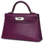 PRE-OWNED HERMÈS KELLY SELLIER 20 ANEMONE CHEVRE PALLADIUM HARDWARE
