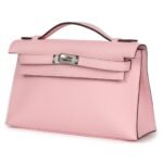 HERMÈS KELLY POCHETTE ROSE SAKURA SWIFT PALLADIUM HARDWARE