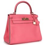HERMÈS SPECIAL ORDER (HSS) KELLY RETOURNE 28 ROSE AZALEE AND VERT VERTIGO SWIFT GOLD HARDWARE