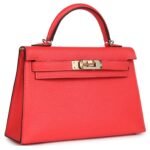 HERMÈS SPECIAL ORDER (HSS) KELLY SELLIER 20 ROSE TEXAS VERSO CHEVRE PERMABRASS HARDWARE