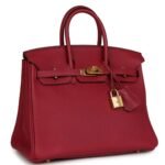 PRE-OWNED HERMÈS BIRKIN 25 RUBIS TOGO GOLD HARDWARE