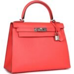 HERMÈS KELLY SELLIER 28 ROSE TEXAS EPSOM PALLADIUM HARDWARE